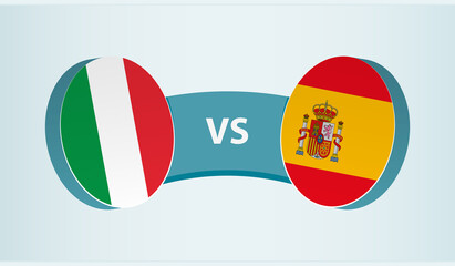 Italy versus Spain, team sports competition concept.