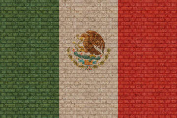 3D Flag of Mexico on brick wall