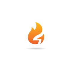 number 4 with fire logo design icon inspiration