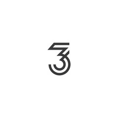 number 3 with monogram logo design icon inspiration