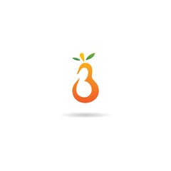 Naklejka premium number 3 with fruits logo design icon inspiration