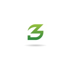 number 3 with green logo design icon inspiration
