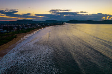 Aerial sunrise at the seaside