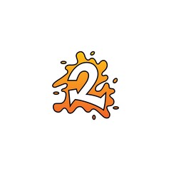 number 2 with splash logo design icon inspiration