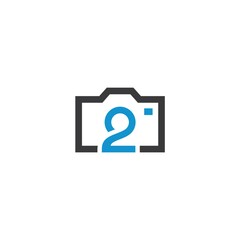 number 2 with photography logo design icon inspiration