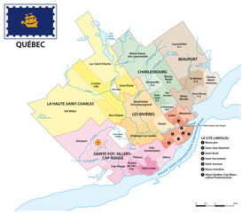 Administrative vector map of the Canadian capital Quebec, Canada