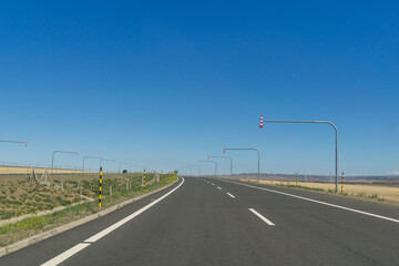 Highway in Gobi desert, Tacheng, Xinjiang Province, China