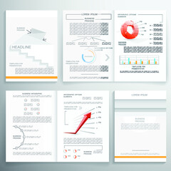 Brochure for business reports, cover layout and infographics