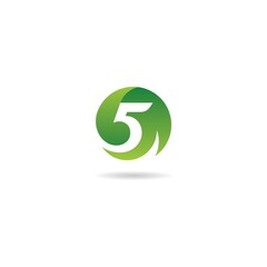 number 5 with green logo design icon inspiration