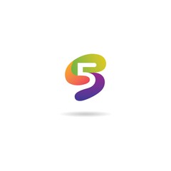 number 5 colorful logo design icon inspiration 