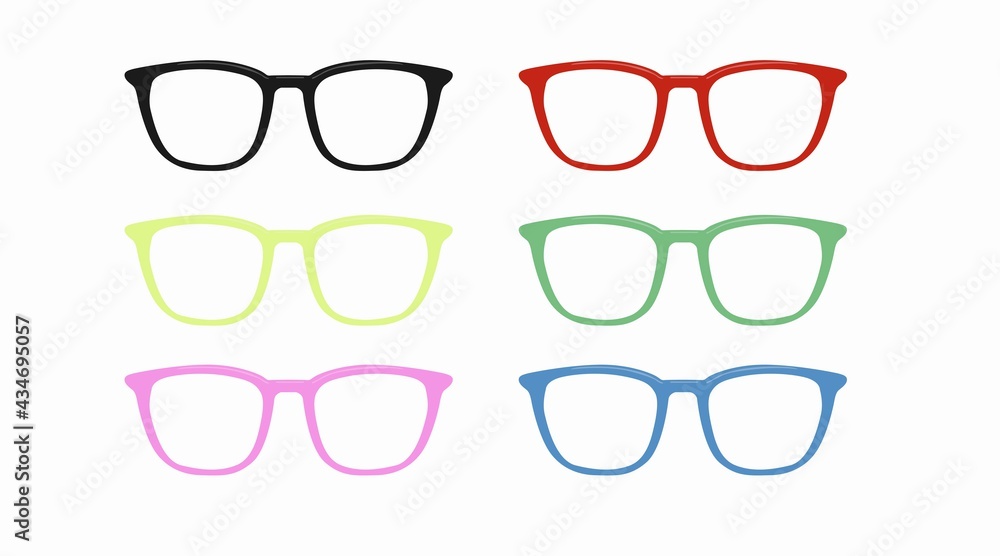 Wall mural Different Color Glasses Frames. Vector isolated set of glasses icons