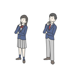 悩んでいる男子生徒と女子生徒