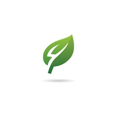number 4 with leaf logo design icon inspiration 