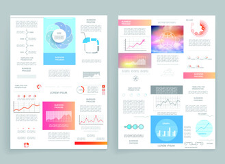 Fototapeta na wymiar Brochure for business reports, cover layout and infographics