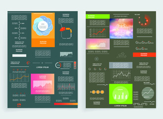 Brochure for business reports, cover layout and infographics