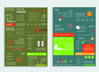 Brochure for business reports, cover layout and infographics
