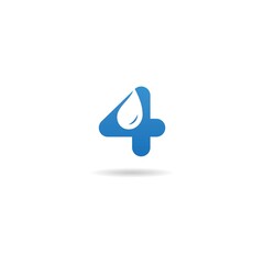 number 4 with drop logo design icon inspiration 