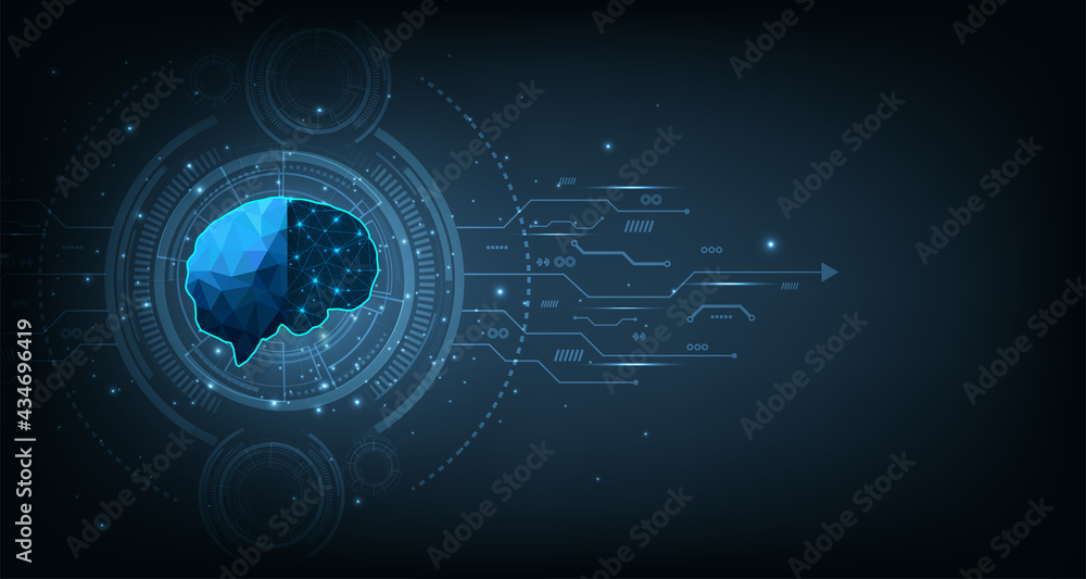 Fototapete graphic of a brain on futuristic background.innovation technology creative thinking vector illutrati