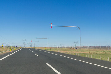Highway in Gobi desert, Tacheng, Xinjiang Province, China