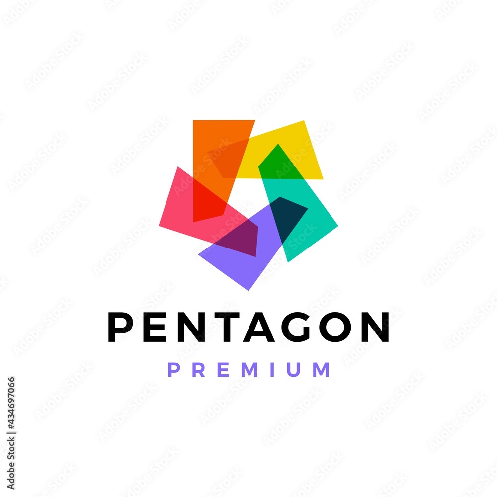 Wall mural pentagon abstract colorful overlap overlapping logo vector icon illustration