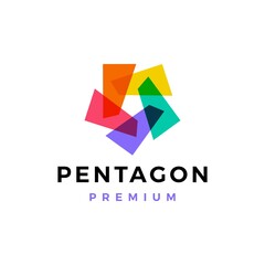 pentagon abstract colorful overlap overlapping logo vector icon illustration - obrazy, fototapety, plakaty