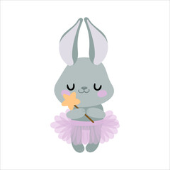 
bunny with magic wand on the white background