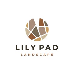 lily pad stone landscape landscaping logo vector icon illustration