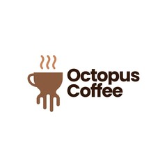 octopus coffee logo vector icon illustration
