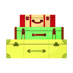 Three suitcases on a white background. Travel and recreation.