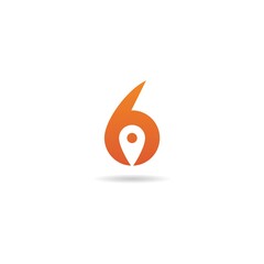 number 6 with location logo design icon inspiration 