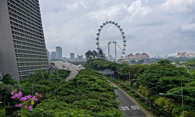 Obraz premium View of Sheares Ave from Dragonfly Bridge