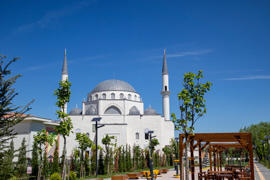 The place where the members of the Islamic religion worship  the mosque  the religious place of the Muslims.