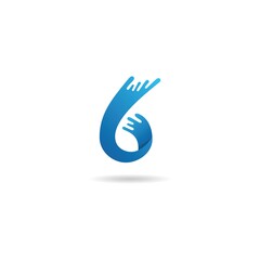 number 6 with water logo design icon inspiration 