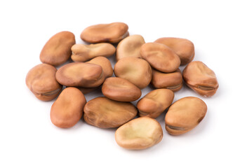 dried broad beans on white background
