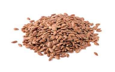 Flax seed on white background.
