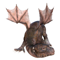 3D Rendering Fairy Tale Dragon on White