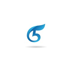 number 5 logo design icon