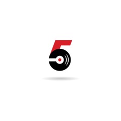 number 5 with music logo design icon