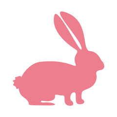 Silhouette of hare. Pink bunny icon vector illustration design isolated