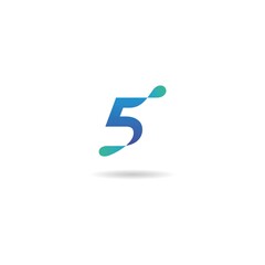 number 5 logo design icon