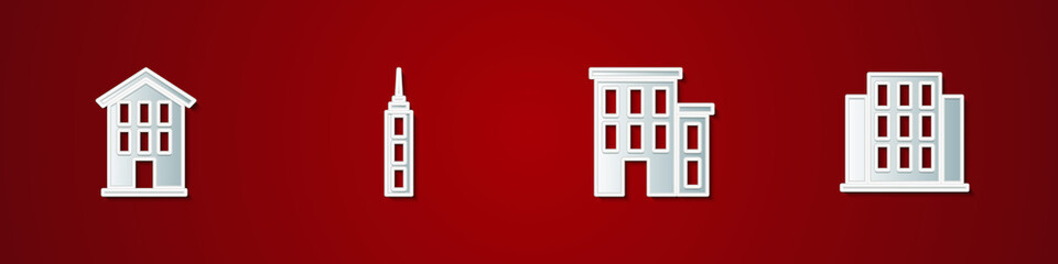 Set House, Skyscraper, and icon. Vector