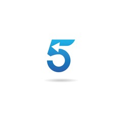 number 5 with arrow logo design icon