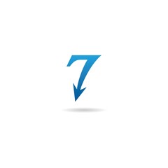 number 7 with arrow logo design icon