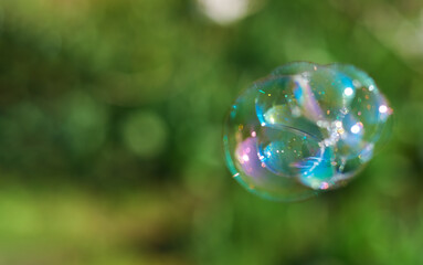 soap bubbles on a colorful blurry background