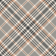 Glen plaid pattern. Seamless spring autumn winter tartan check plaid vector in black, gold brown, beige. Tweed graphic for jacket, coat, skirt, dress, throw, blanket, other modern fabric print.