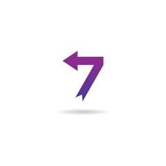 number 7 with arrow logo design icon template