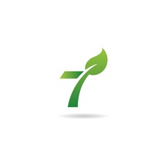 number 7 with green logo design icon template