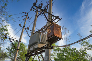 Old telephone pole transformer