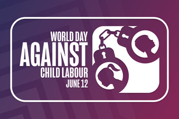 Obraz premium World Day Against Child Labour. June 12. Holiday concept. Template for background, banner, card, poster with text inscription. Vector EPS10 illustration.