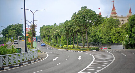  View of Sentosa Gatevay Ave.Along the street go the car